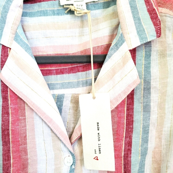 beachlunchlounge Sleeveless Knot at the Waist Striped Button Up Top 0085 - Picture 6 of 6